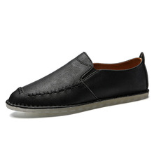 Men Spring Autumn Fashion Slip-on Casual Leather Shoes Male Leather Leisure Shoe British Men Walking Footwear Size 37-47 2024 - buy cheap