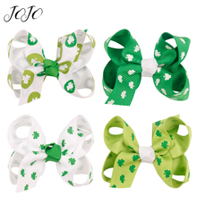 JOJO BOWS 4pcs DIY Craft Supplies Clover Printed Hair Bows For Kid Girl Headwear Clips Decoration DIY Handmade Hair Accessories 2024 - buy cheap