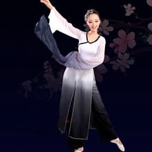 Elegant Classical Dance Costumes Ink Black and White Gradient Long Sleeve Chinese Folk Dance  Dancer Wear Stage Performace 2024 - buy cheap