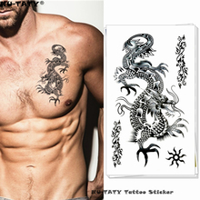 Nu-taty tatuagem temporária de dragão chinês, preto, arte corporal, flash, 17*10cm à prova d'água, estilo de carro, tatuagem falsa 2024 - compre barato