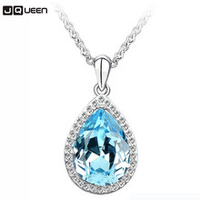 Fashion Women Jewelry Simple Cubic Zirconia Pendant Long Necklace Chain Blue Red Crystal Water Drop Necklace  Accessories 2024 - buy cheap