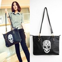 Women skull shoulder bag Big women handbags Fashion skull bag High quality Lady Print Metal Skull PU black Bag Drop Shipping 2024 - buy cheap