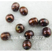 Elegant Big Hole 2.2mm Pearl Size 9x11mm Oval Brown Color Natural Freshwater Pearls Loose Beads 20pcs/Lot New Free Shipping 2024 - buy cheap