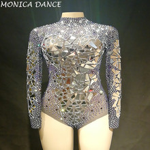 Женский сексуальный прозрачный сетчатый костюм из пряжи, одежда для сценического танца, Сетчатое боди со стразами, трико для танцев, боди для выступлений 2024 - купить недорого