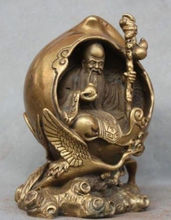7 " Exquisite Chinese Fengshui Brass God of longevity Sitting on  Crane Auspicious Statue 2024 - buy cheap