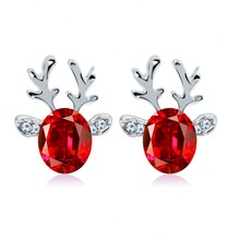 Classic Christmas Jewelry Crystal Deer Antler Stud Earrings For Women Cute Animal Charm Ear Jewelry Accessories Gifts Bijoux 2024 - buy cheap