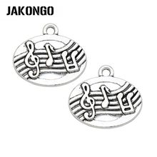 Jakongo pingente folheado a prata, 10 pçs, antigo, música, note, para fazer jóias, artesanal, 18x20mm 2024 - compre barato