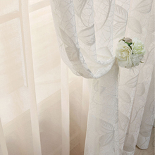 Cortina de gasa de estilo coreano, cortinas transparentes huecas de Jacquard con hojas, 2x2,6, blancas, Beige y negras, 1 Uds. 2024 - compra barato