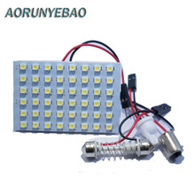 AORUNYEBAO 2pcs 48 LED Panel Super White Car Reading Map Lamp  Auto Dome Interior Bulb Roof Light with T10 Festoon ba9s Adapter 2024 - buy cheap