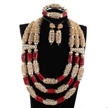 Conjunto de joyería de cuentas de Coral Natural y rojo vino, joyería nigeriana para mujer, collar llamativo de boda, joyería de oro de Dubái CL375 2024 - compra barato