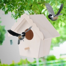 Pássaro casa de madeira natural, papagaio criativo montado na parede pendurado, casa de pássaros, decoração de jardim, suprimentos para pássaros 2024 - compre barato