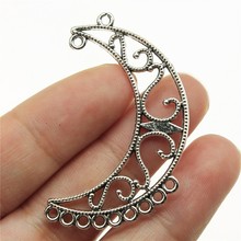 4pcs Moon Earring Connector Charms DIY Jewelry Making Jewelry Finding Antique Silver Color 1.8x0.4 Inch (45x10mm) 2024 - купить недорого