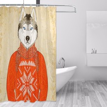Husky Dog-cortina de ducha de tejido de poliéster impermeable para decoración del baño, 12 ganchos 2024 - compra barato