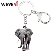 WEVENI  Acrylic African Jungle Elephant Key Chains Keychain Rings Jewelry For Women Girls Female Holder Car Charms Pet Lovers 2024 - buy cheap