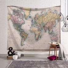 Nordic Style Vintage World Map Tapestry Wall Hanging Polyster Beach Towel Polyester Thin Blanket Yoga Shawl Mat 2024 - buy cheap