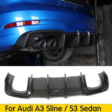 Rear Diffuser Bumper Lip Spoiler For Audi A3 S3 Carbon Fiber Bodykit Bumper Apron Protector 2017 2018 2024 - buy cheap