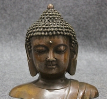 Tibete bronze cobre coletar joss shakyamuni sakyamuni buda cabeça busto estátua 160817 2024 - compre barato