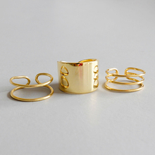 Большой J.W Золото Цвет 925 стерлингового серебра Регулируемые кольца для женщин Мульти Стили широкое открытое модное кольцо для пальца леди серебряные ювелирные изделия 2024 - купить недорого