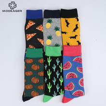 Modeager New Novelty Men Socks Colorful Food Fruit Pizza Cactus Pineapple 75% Cotton Harajuku Cool Skate High Socks for men 2024 - buy cheap