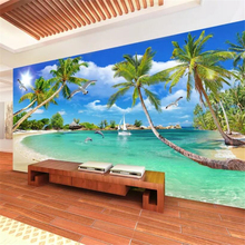 Custom wallpaper 3D mural Hawaiian beach coconut tree TV background wall can bedroom hotel sea view room decoration 3d wallpaper 2024 - buy cheap