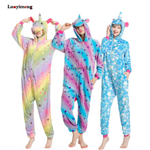 Adult Animal Kigurumi Onesies Cartoon Sleepwear Home Wear Winter Flannel Pyjamas Women Unicorn Stitch Panda Hooded Pijama Sets 2024 - compre barato
