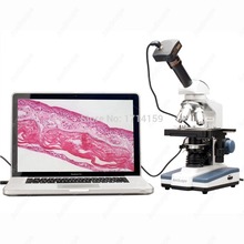 teaching and clinic-AmScope Supplies 2000X Double Layer Stage LED Monocular Digital Compound Microscope w 3MP Camera 2024 - buy cheap