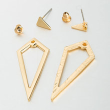 Brincos pequenos triângulo geométricos vazados, ângulo afiado triangular dourado banhado a prata para mulheres, brincos pendurados 2024 - compre barato