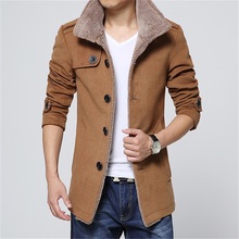 Высококачественная Модная брендовая шерстяная зимняя куртка, длинный Тренч, пальто для мужчин, приталенное Мужское пальто, толстое пальто цвета хаки, плащ, ветровка 2024 - купить недорого