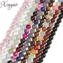 XINYAO 4 6 8 10 mm Natural Stone Beads Round Tiger Eyes Agates Created Rose Quartzs Opals Beads For Jewelry Making 40cm/Strand 2024 - buy cheap