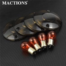 Smoke Turn Signal Lens Cover + 4 Bulbs 1156 1157 For Harley Touring Ultra Glide Road Glide Road King Heritage Softail 2024 - buy cheap