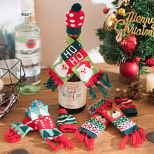 2pcs/set Christmas Wine bottle decoration Christmas knit scarf hat set Dinner Party Decorations Christmas Decoration Gifts 2024 - buy cheap