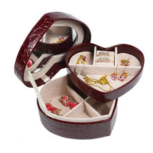 Creative Jewelry Storage Box Heart-shaped Jewelry Box Wedding Jewelry Boxes Crocodile Pattern Leather  Organizer 2024 - buy cheap