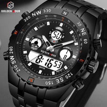 GOLDENHOUR New Men Sports Analogue LED display digital watch Waterproof Fashion Black Rubber Strap Men Leisure Clock Reloj Hombr 2024 - buy cheap