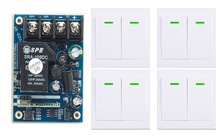 Interruptor de controle remoto sem fio + painel de parede, transmissor remoto, lâmpada para porta de garagem, venezianas, dc12v 24v, 36v, 48v, 10a, 1ch