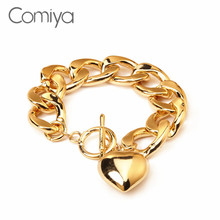 Comiya Big Hand Gold Link Chain Heart Pendant Pulseiras Punk Fashion Bracelet Bracelets For Women Bijoux Vintage Jewelry 2024 - buy cheap