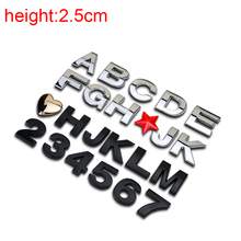 2.5cm DIY ABC 012 Dot Point Chrome Metal ABS Car Styling Refitting Emblem Badge Telephone Number 26 Letters Alphabet 3D Sticker 2024 - buy cheap