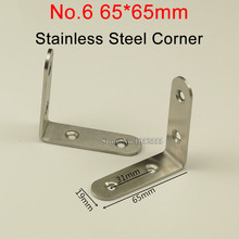 HOT 500PCS Stainless Steel Right Angle Corner Brackets 65*65mm Metal Brackets Furniture Shelf Support Joint Fastening Connectors 2024 - buy cheap