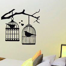 Wall Decal Vinyl Sticker Animal Bird Cage Birdcage Bedroom Interior Decor Decal Custom Colors Wallpaper Removable Stickers LA695 2024 - buy cheap