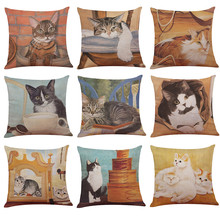 Capa de travesseiro decorativa fofa de gato, decoração de casa, festival, almofada, capa de almofada, assento, sofá, quadrado, 45x45cm 2024 - compre barato