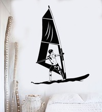 Windsurf boardsailing água esportes adesivo de parede vinil arte removível cartaz mural design arte decoração para o quarto lx229 2024 - compre barato