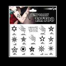 Pegatinas de tatuaje desechables impermeables, tatuajes temporales con patrones de estrellas de alta calidad, 12 unids/lote, novedad de 2016, venta al por mayor 2024 - compra barato