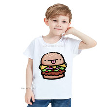 Camiseta de manga corta para niños y niñas, Camiseta con estampado de cara de hamburguesa, ropa divertida de dibujos animados para bebés, HKP5684, verano 2018 2024 - compra barato
