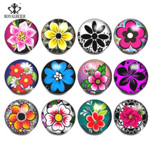 ROYALBEIER 12pcs/lot Mixed Printed Flower Pattern Round Snap Buttons 18/20mm Necklaces Bracelet Boys Girls Birthday Gift KZa002 2024 - buy cheap