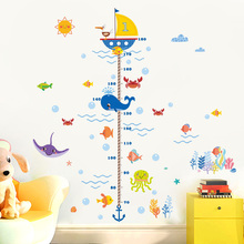 Adesivo de altura para quarto infantil, decoração de casa, 2 tipos, medida, mar, âncora, peixe, gráfico de crescimento, parede, quarto, banheiro 2024 - compre barato