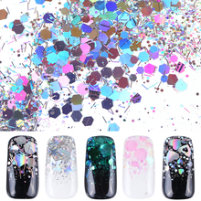 1 Bottle Mixed Laser Colorful Sequins Nail Glitter Thin Metal Hexagon Star Heart Flakes Nail Art Manicure Decor LALH01-04 2024 - buy cheap