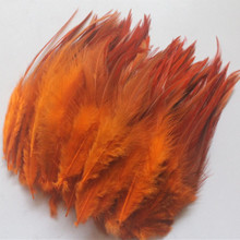 Wholesale 100pcs Orange High quality beautiful natural pheasant neck feathers 10-15cm/4-6inches 2024 - buy cheap