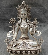 YM  320   12" Tibet Silver Buddhism Protect 7 Eye White Tara Goddess Buddha Statue Joss 2024 - buy cheap
