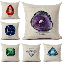 Cushion Cover Gemstone Agate Diamond Painting Linen Pillow Cover Home Decoration Throw Pillows Car Sofa Decorative Pillowcase 2024 - buy cheap