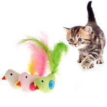 Brinquedos falsos para gatos, penas de pássaro artificial, brinquedo interativo catnip de brinquedo para animais de estimação, acessórios coloridos 2024 - compre barato