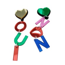 Trendy Hip Hop Jewelry Colors Heart Acrylic Letter Long Earrings For Women 2024 - buy cheap